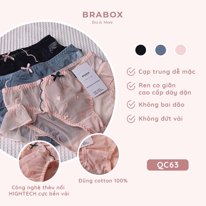Quần lót ren nữ mỏng mịn bèo hông  dòng HIGHTECH BRABOX - QC63