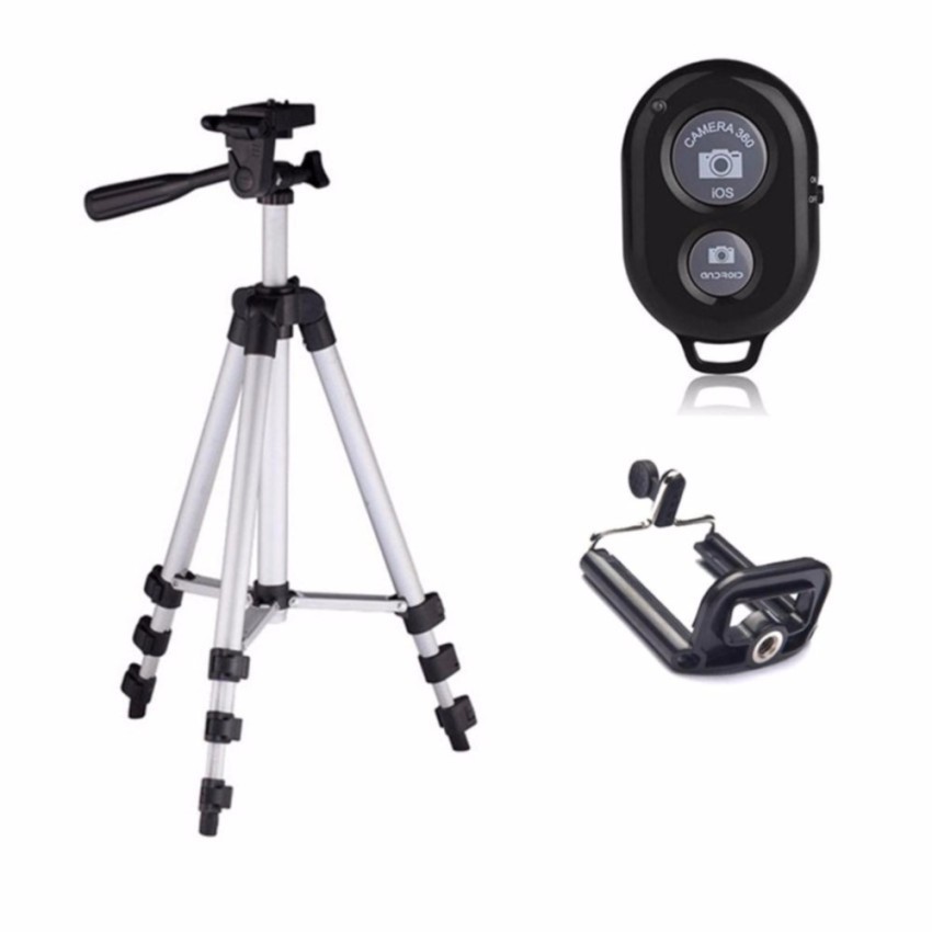 Combo Gậy Tripod 3110 Kèm 1 Kẹp Điện Thoại và Remote (Tặng Giá đỡ Bạch tuộc Đa năng) | BigBuy360 - bigbuy360.vn