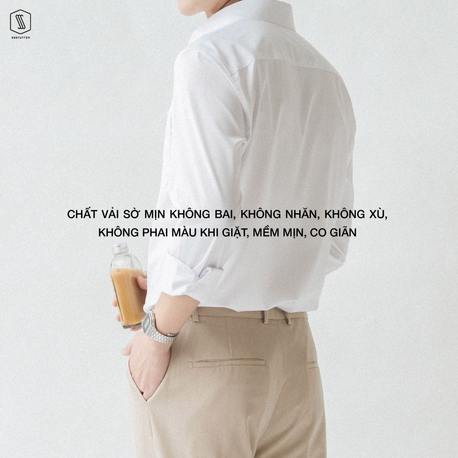Áo sơ mi nam SSSTUTTER dài tay có túi ngực vải bamboo thoáng mát classic shirt | BigBuy360 - bigbuy360.vn