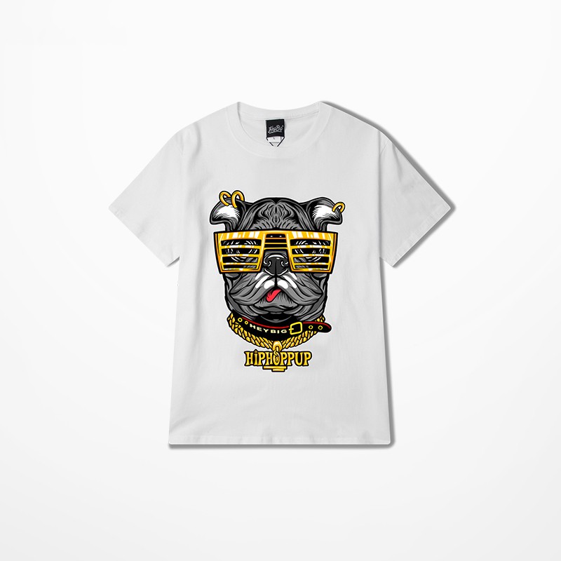 Áo thun tay lỡ IFASHION 100% cotton dáng unisex form rộng in hình bull dog N078