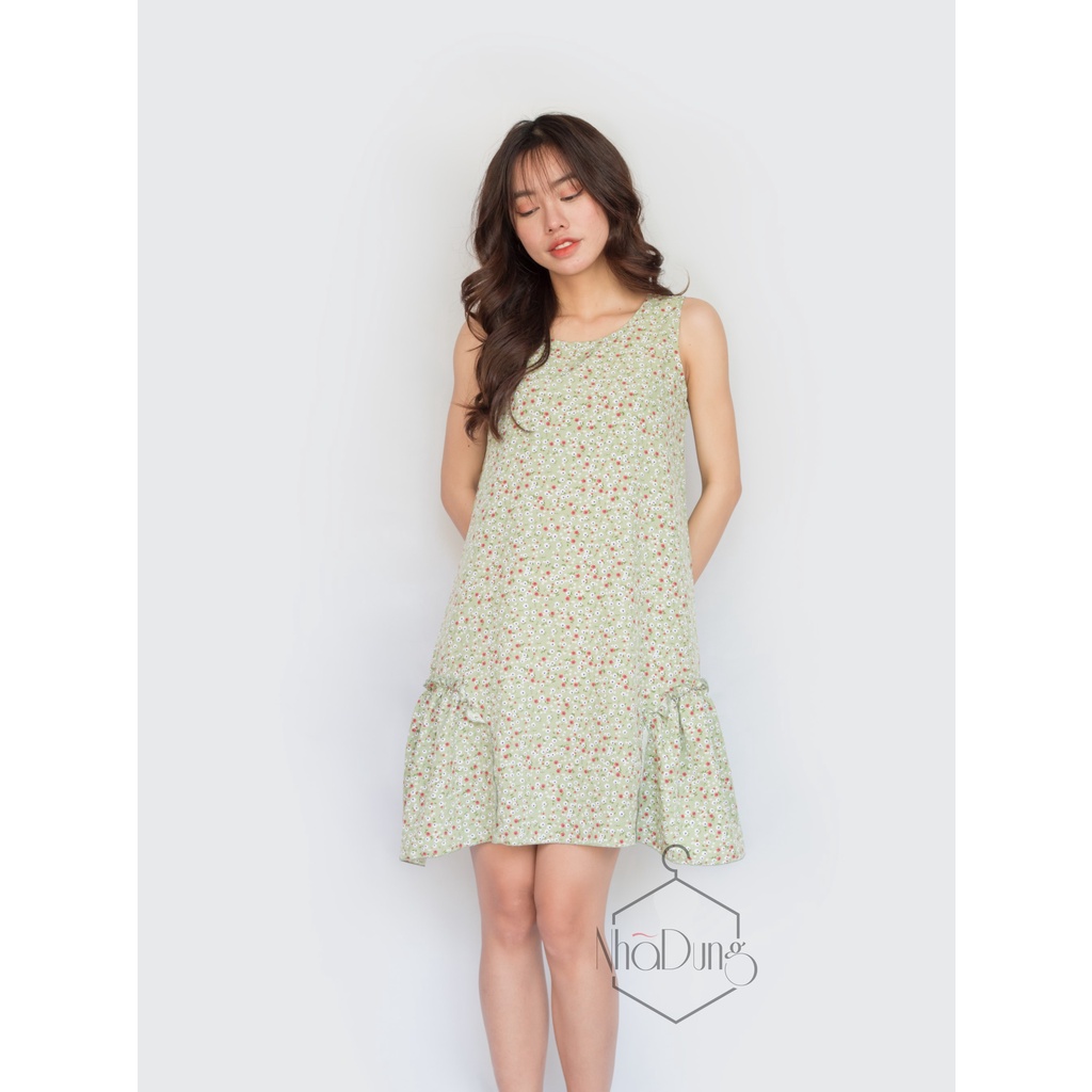 &lt;A02&gt; Đầm mặc nhà váy đi chơi họa tiết hoa nhí dễ thương vải lụa cao cấp Nhã Dung Store 2 dưới 65kg