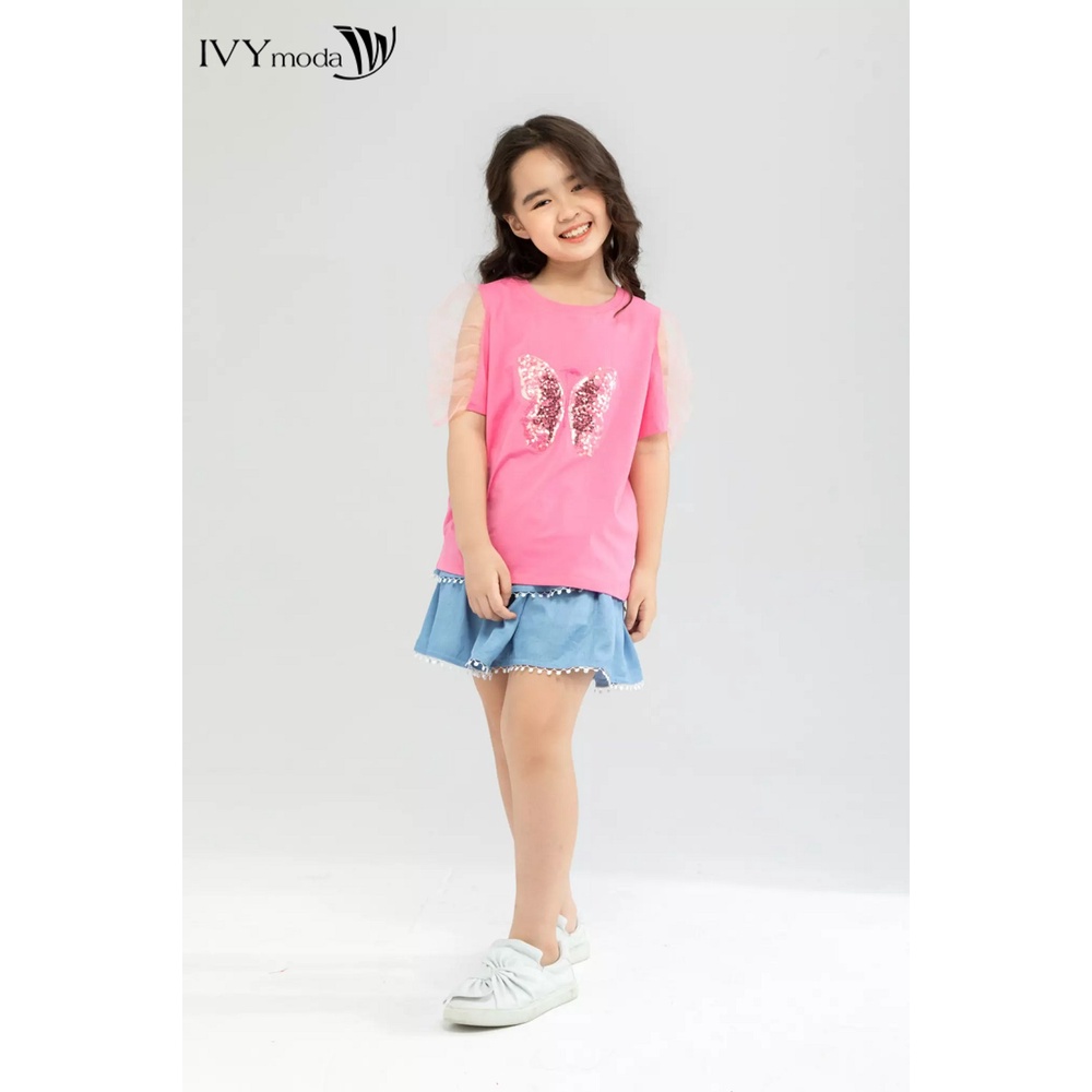 Áo thun tay lưới bé gái IVY moda MS 57G1261