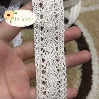 Ren chỉ cotton màu kem thiên trắng bản 3cm