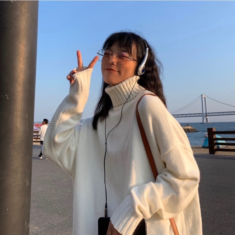 Áo Len Cổ Cao Ulzzang Áo Len Cổ Cao Phong Cách Hàn Quốc Hàng Quảng Châu Siêu Đẹp (Ảnh Thật Ở Cuối) | BigBuy360 - bigbuy360.vn