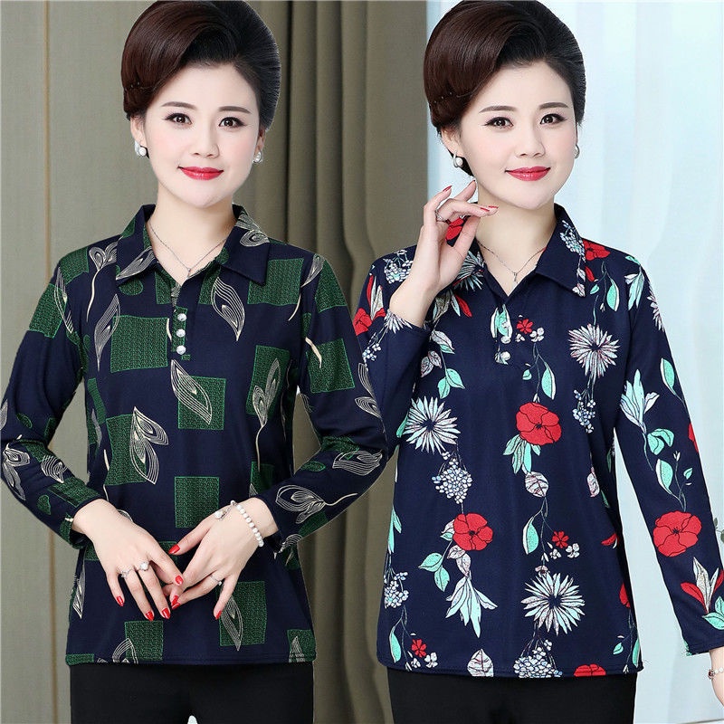 Áo Thun Tay Dài Dáng Rộng Thời Trang Cho Phụ Nữ Trung Niên