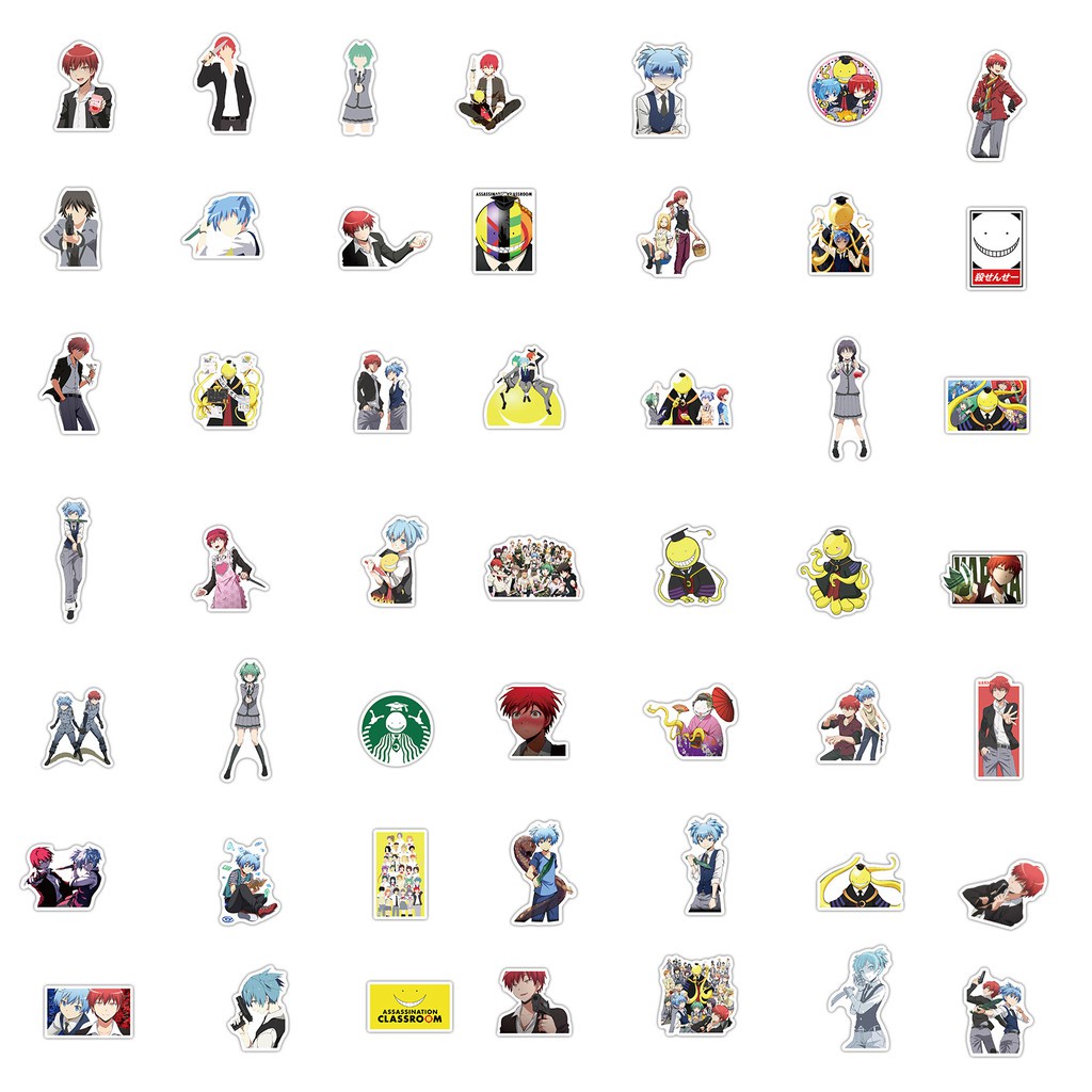 Set 50 / 25 / 10 miếng dán hình hoạt hình anime Assassination Classroom trang trí đa năng