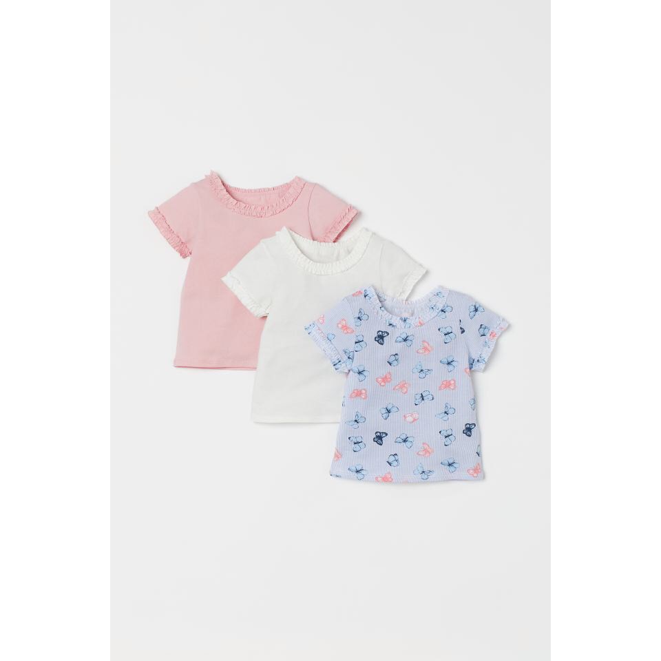 Set 3 áo thun ngắn tay màu hồng - trắng - xanh, Hờ mờ UK săn SALE