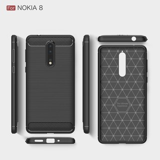 Ốp điện thoại mềm bằng cao su kết hợp sợi carbon chống sốc dành cho Nokia 8