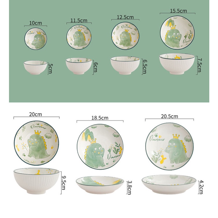 Bộ chén dĩa bát đĩa hình khủng long siêu kute