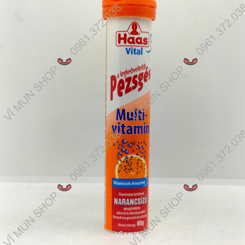 Viên Sủi Haas Vital Multivitamin từ HUNGARY - Hương Cam tuýp 20 Viên