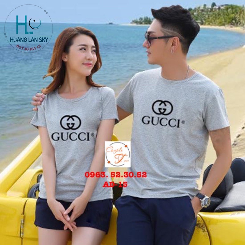 Áo thun Cặp Áo Đôi Nam Nữ đẹp Màu Xám In Chữ Dễ Thương Sang Chảnh AD-15