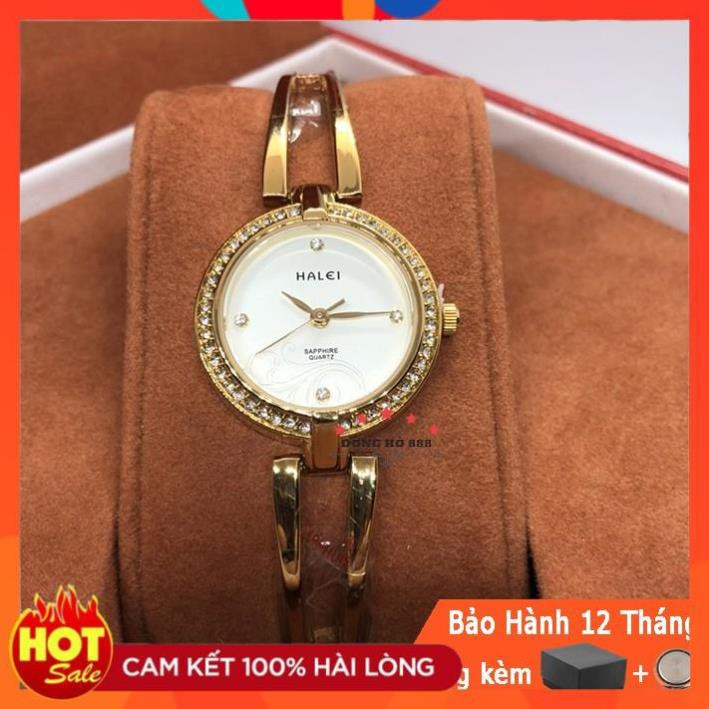 Đồng Hồ Nữ Halei Dáng Lắc Máy Nhật Chính Hãng Kính Saphia Chống Nước Tuyệt Đối, Thép Không Gỉ Mạ Vàng Chống Bay Màu 5009