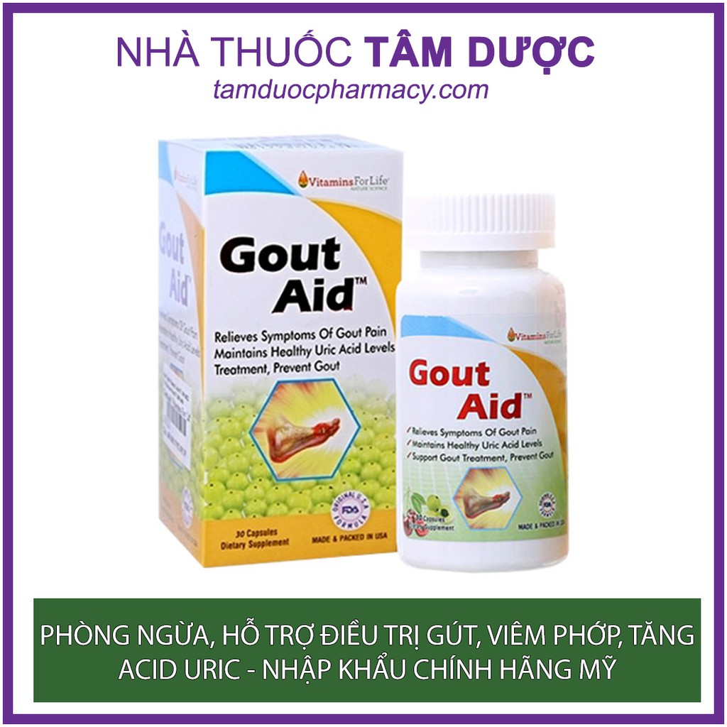 GOUT AID - Mỹ Hỗ trợ điều trị, phòng ngừa bệnh gút, viêm khớp, tăng acid uric