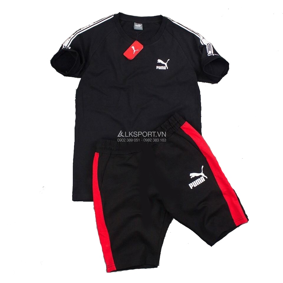 Set đồ thể thao tập Gym, Thấm hút mồ hôi tốt mẫu phối viền tay logo Cá tính cực hot DB03