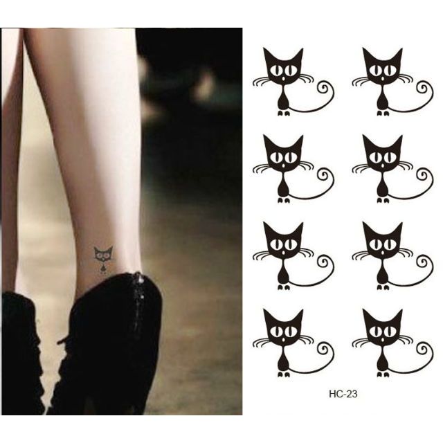 Hình xăm dán tattoo mèo cong đuôi kt389.Xăm dán tatoo mini tạm thời, size &lt;10x6cm