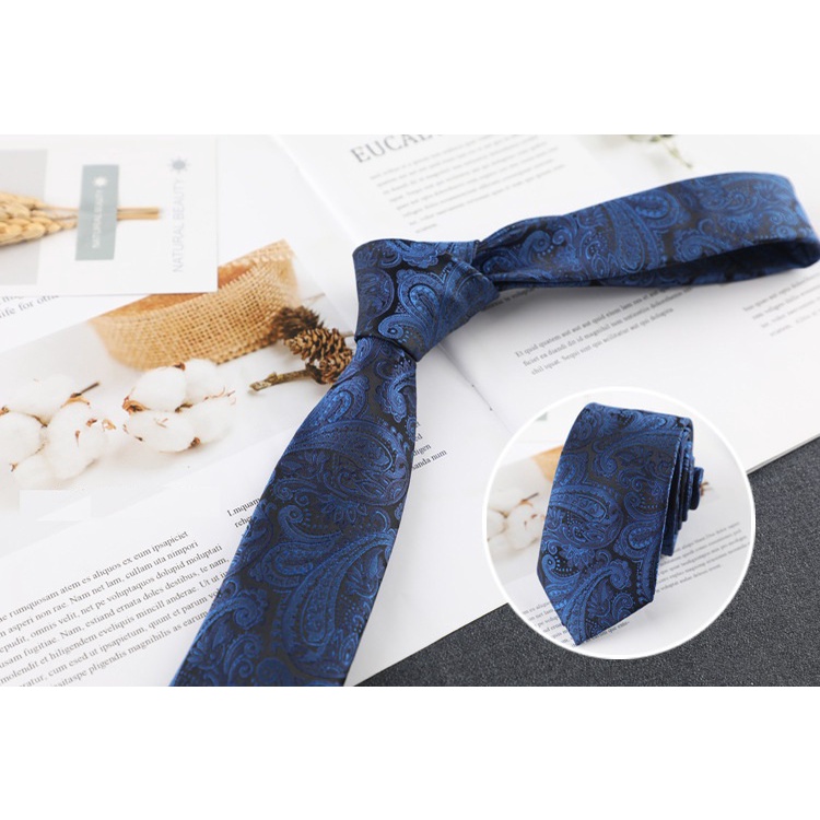 Cà vạt chú rể bản nhỏ 6cm, Calavat cao cấp, Cravat phong cách Hàn Quốc, Cavat dự tiệc CV-6401