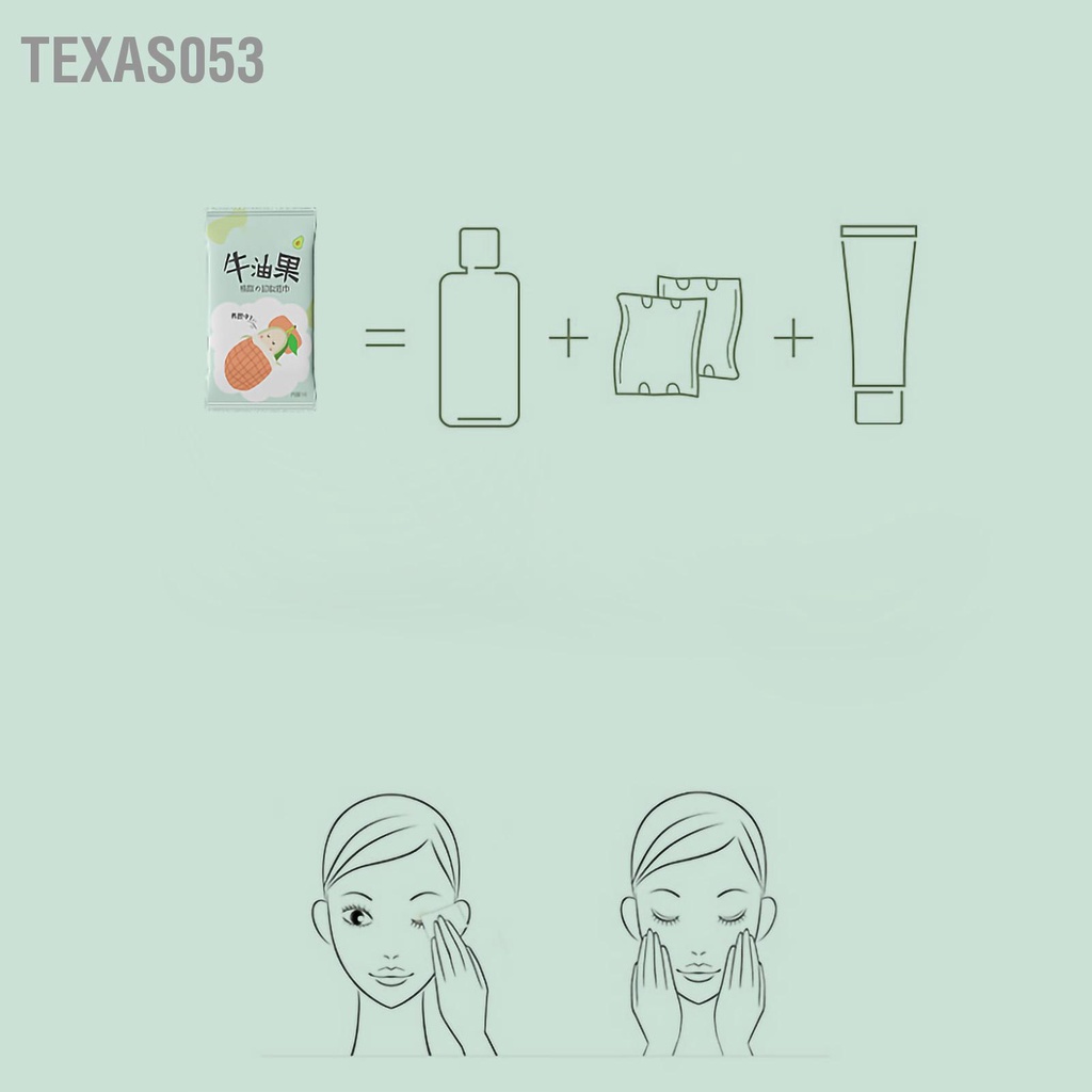 Texas053 Khăn tẩy trang Avocado ướt Dầu dưỡng ẩm dùng một lần Bụi bẩn Làm sạch da mặt lau