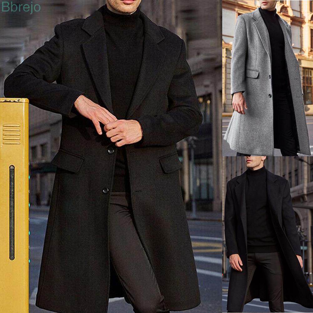 Coat Long Sleeve Men Blazer Winter Single-Breasted Lapel Business Trench Coat Outwear Casual Long Jacket Plus size