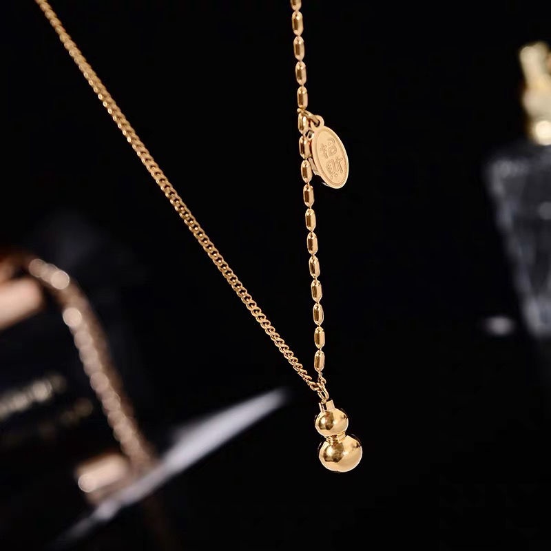 Dây Chuyền Thép Titan Mạ Vàng 18K Thiết Kế Đơn Giản Sang Trọng Cho Nữ
