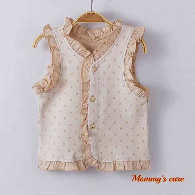 Áo khoác gile cho bé gái 0-3 tuổi 100% cotton hữu cơ tự nhiên không chất tẩy nhuộm
