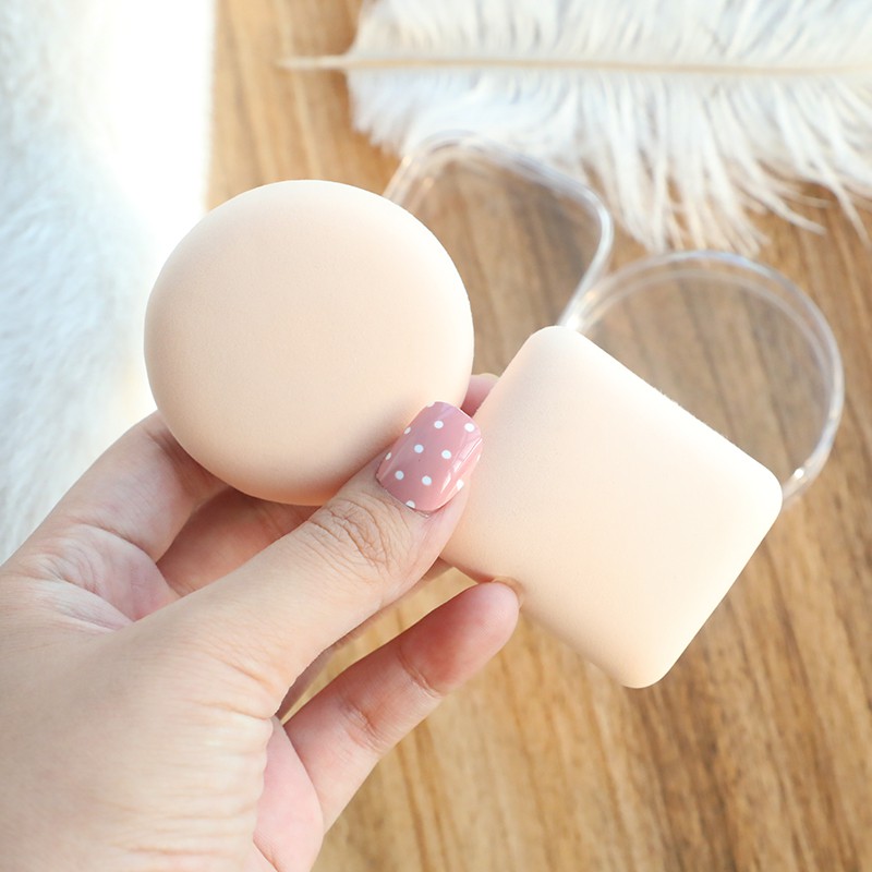 [Hàng mới về] Bông tán kem/phấn trang điểm hình vuông/tròn co giãn màu kẹo ngọt | BigBuy360 - bigbuy360.vn