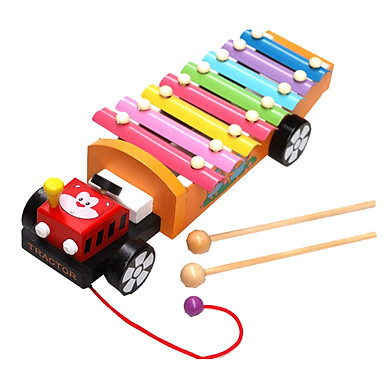Đàn gỗ xe kéo - Đồ chơi giáo dục dành cho bé từ 1 -4 tuổi- Chất liệu hợp kim và gỗ tự nhiên an toàn