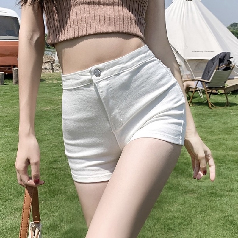 Quần short kaki jeans trơn GUM OFFICIAL co giãn ôm mông, quần đùi bò ngắn đen trắng xanh