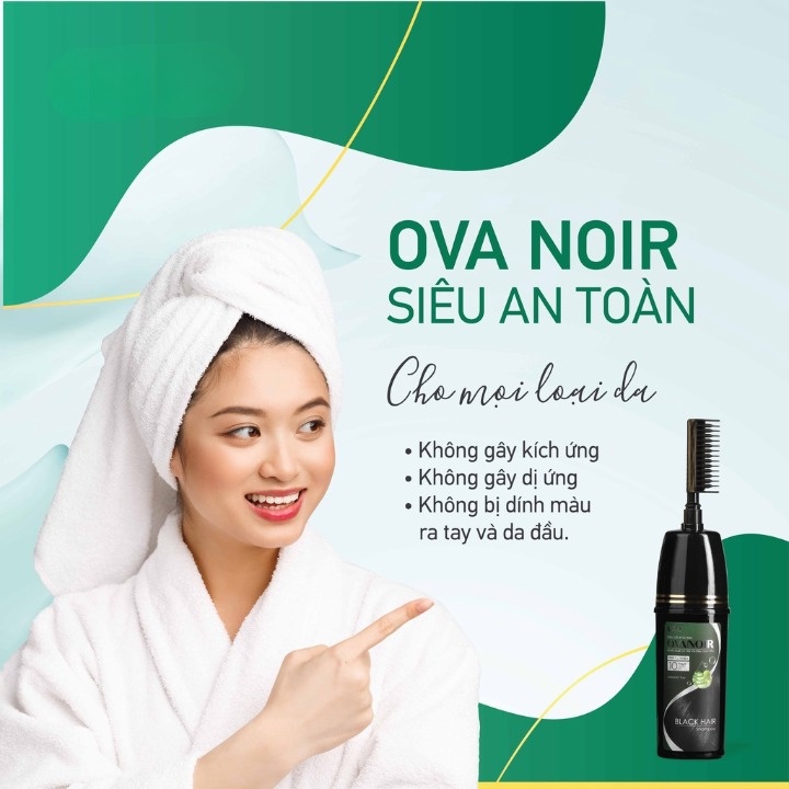 Dầu gội phủ bạc OvaNoir thảo dược tự nhiên, nhuộm tóc đen nhanh tại nhà chính hãng 200ml