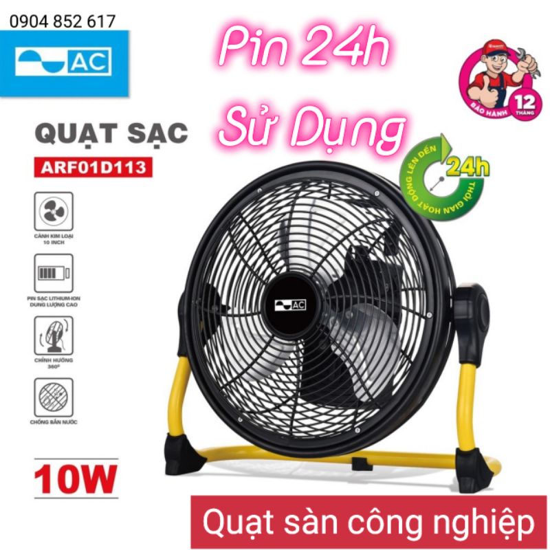 💥Pin 24h sử dụng💥 Quạt để bàn tích điện công suất AC 10W, cánh 10 inch, pin Lithium-ion 7500mAh, chống nước IPX4