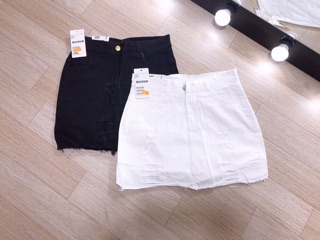 CHÂN VÁY JEANS RÁCH TRẮNG ĐEN