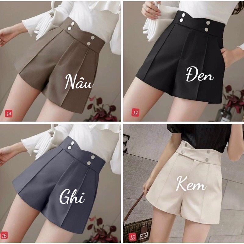 Quần Đùi Lưng Cao Cạp Chéo 4 Khuy Vải Vitex Quần Shorts Nữ