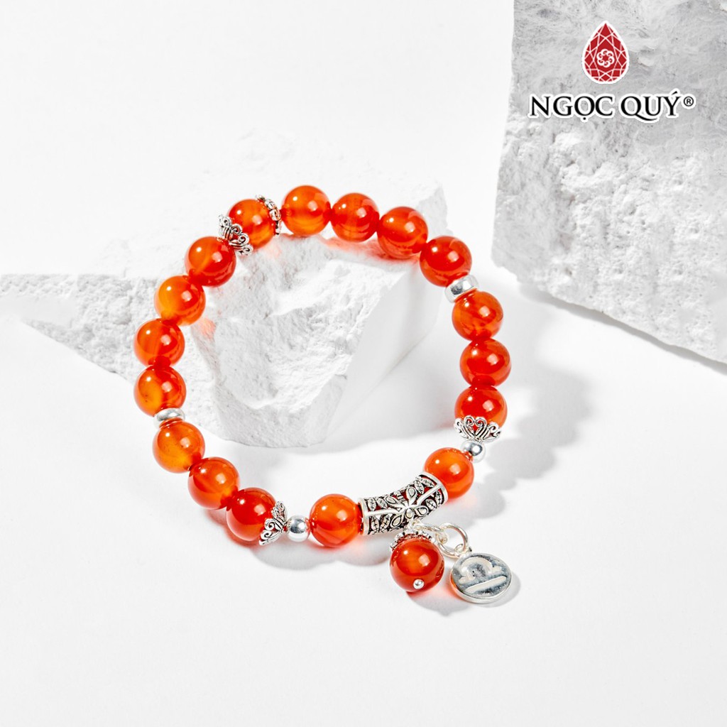 Vòng tay cung hoàng đạo mã não đỏ size hạt 8mm - Ngọc Quý