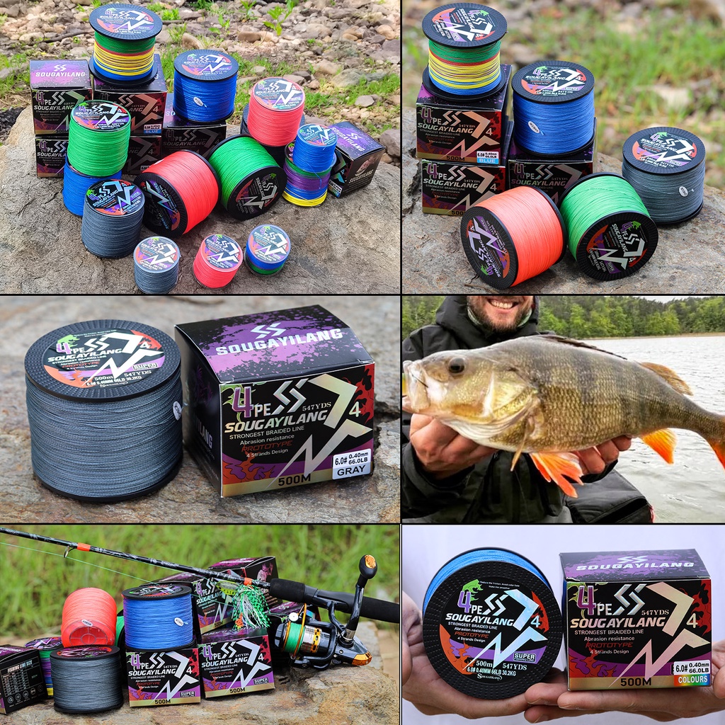 Sougayilang Cuộn Dây Câu Cá Bện 4 Sợi pe Siêu Chắc Dài 100m