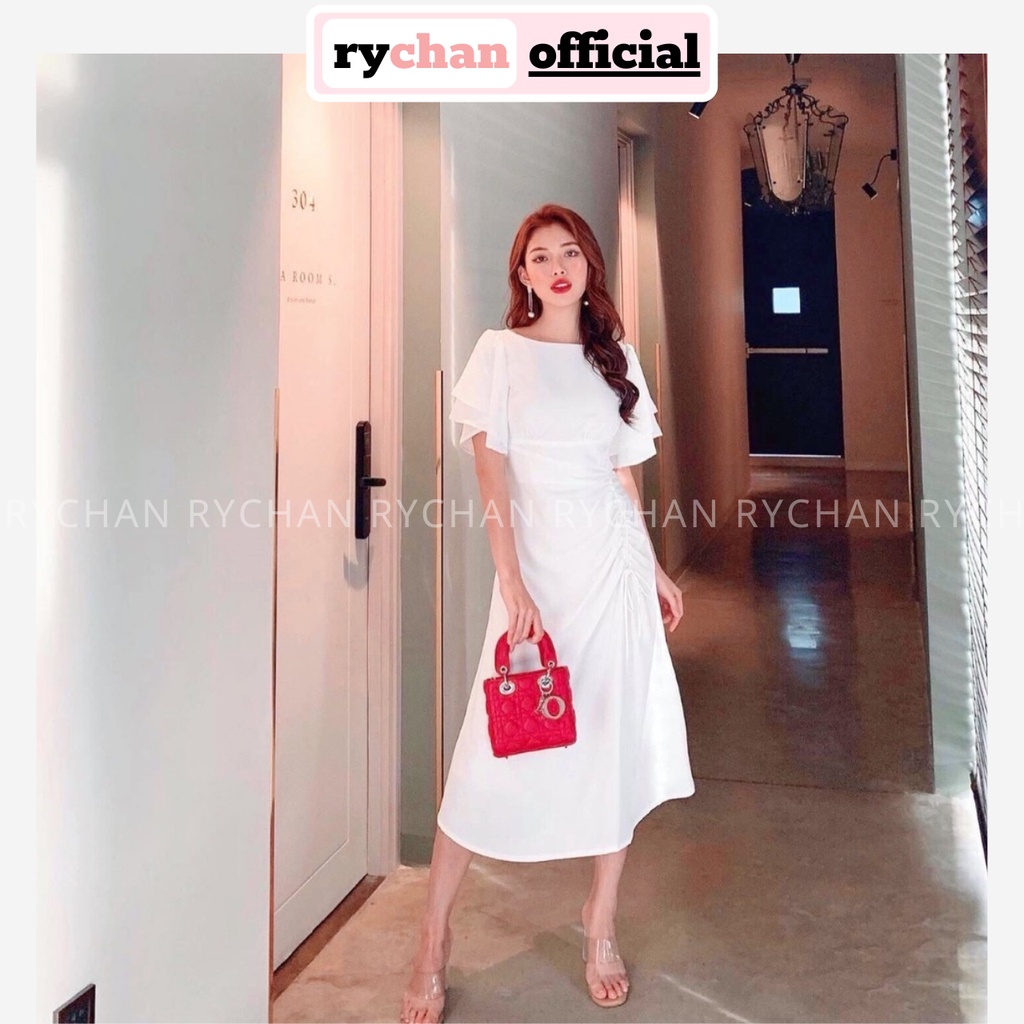Đầm Xòe Rút Sườn Tay Loe Dáng Dài 2 Màu - DX314