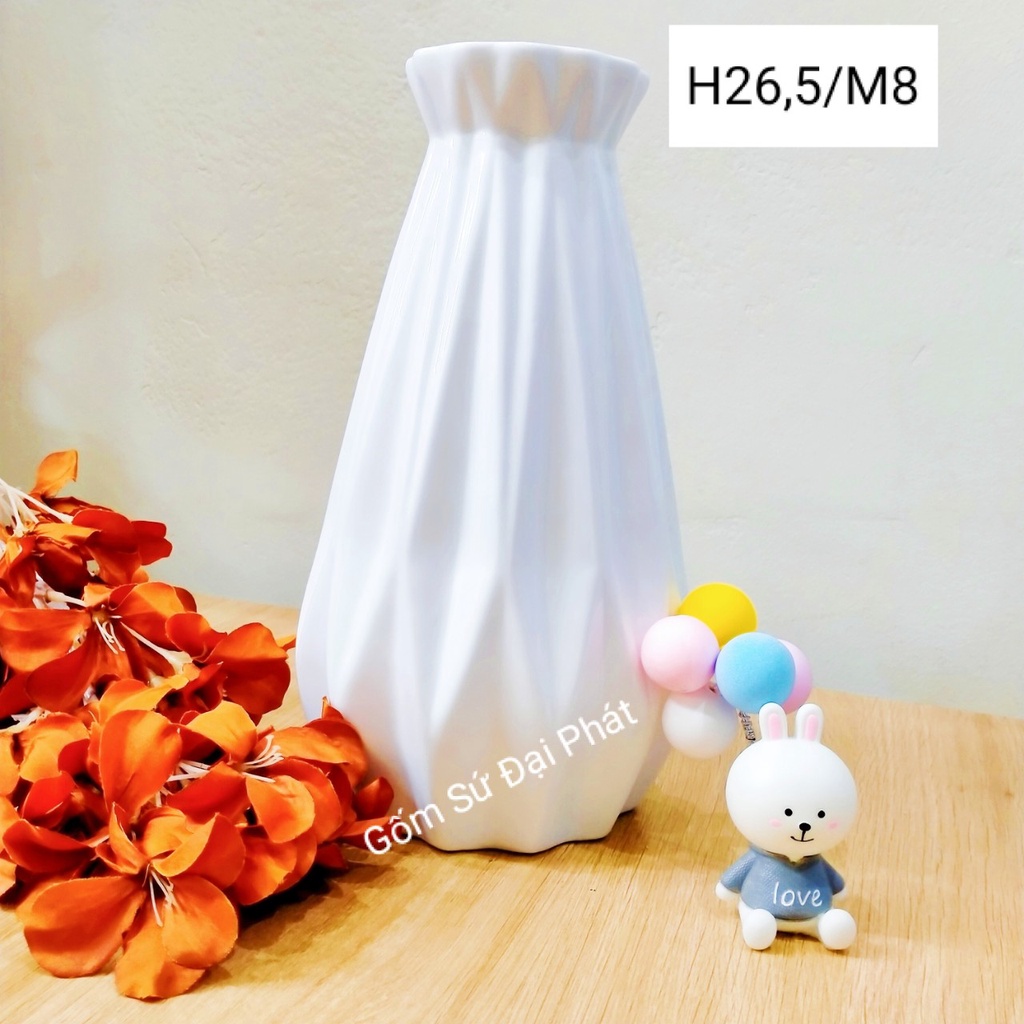 [Mua 1 tặng 1] Lọ Hoa Men Trắng, Bình Hoa Gốm Sứ Bát Tràng Cao Cấp, Decor Trang Trí Cam Kết Trắng Tinh Bóng Đẹp