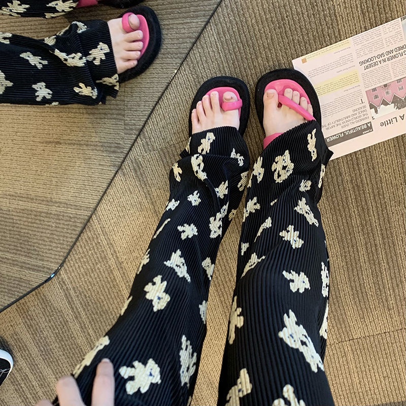 Jiashucheng Quần Dài Ống Rộng Dáng Suông Mỏng Mùa Hè Dễ Phối Đồ Cho Nữ