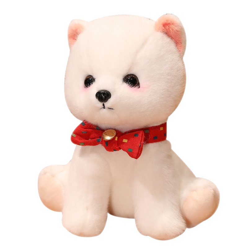 Pomeranian Puppy Doll Đồ chơi sang trọng Mô phỏng Pomeranian Puppy Doll Dễ thương Nơ buộc Cún con Quà tặng cho trẻ em gái và trẻ em Quà tặng sinh nhật Chất liệu mềm mại và thoải mái