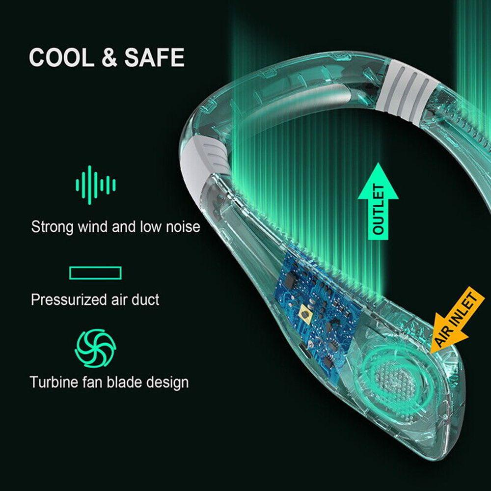 ✧Hành động✧ Quạt Đeo Cổ Mini Thể Thao Sạc USB Không Cánh Nhiều Màu Sắc