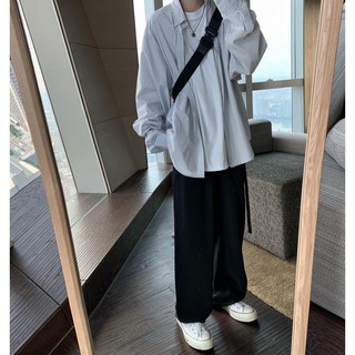 Áo sơ mi sọc dọc màu xám nhạt