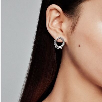 Bông Tai Mạ Bạc 925 Hình Tròn Phong Cách Vintage Độc Đáo