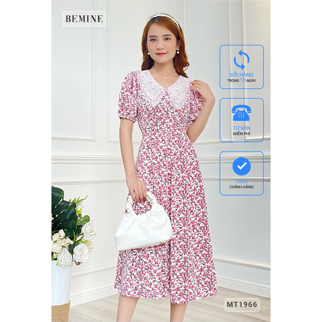 Đầm xòe hoa nhí tay bồng cổ ren BEMINE MT1966DO - SIÊU HOT