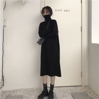 Ảnh thật 3 hình cuối-Váy len cao cổ style Hàn Quốc