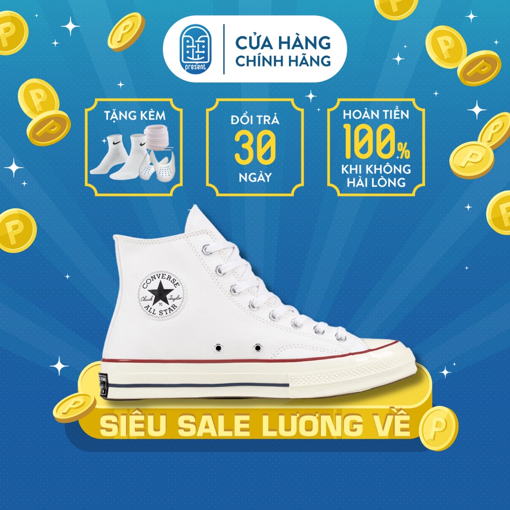 Giày sneaker 1970s White chính hãng cho nam nữ cao cổ full box Present Original Sneakers