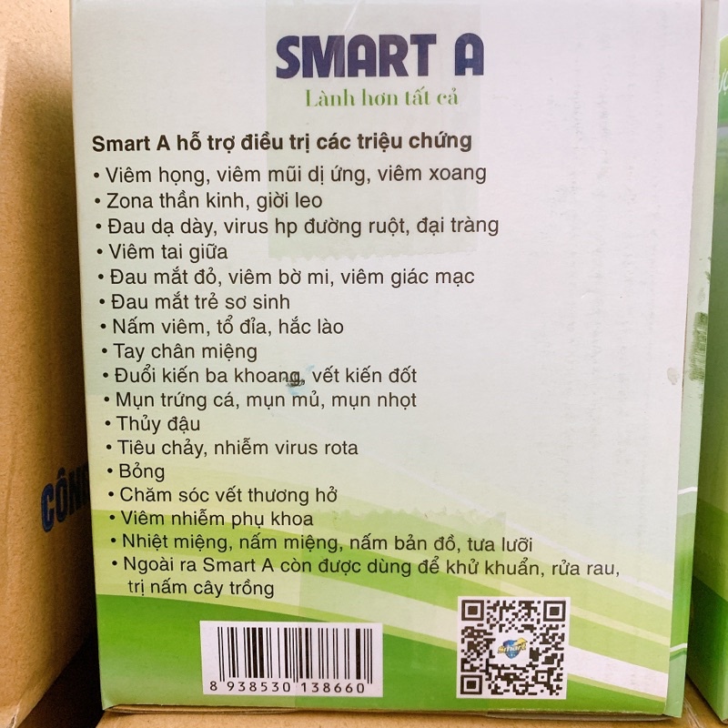 ĐẠI LÝ PHÂN PHỐI CHÍNH HÃNG Nước Anolyte - Nước A - Dung dịch sát khuẩn Anolyte - Smart A - chai 500ml