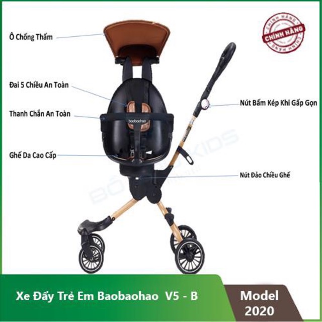 [ hot sale ] MẪU MỚI NHẤT, Chính Hãng Baobaohao, Rẻ Nhất, xe đẩy đi bộ, xe đẩy gấp gọn V3, V3Plus, V5, V5B sẵn sll tại H