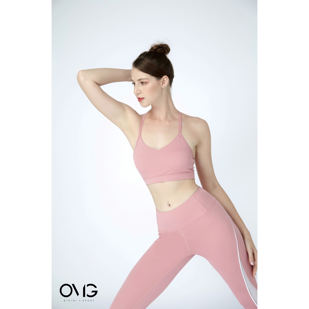 Bộ đồ tập Gym, Yoga 𝐁𝐈𝐊𝐈𝐍𝐈 𝐏𝐀𝐒𝐒𝐏𝐎𝐑𝐓 kiểu quần dài phối lưới áo bra - Hồng