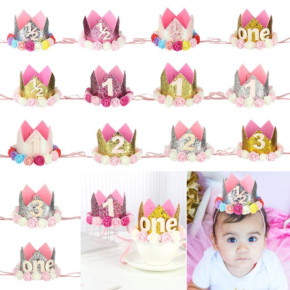 KUNHEV Băng đô cài tóc hình vương miện hoàng tử/công chúa/quà tặng sinh nhật cho bé trai/bé gái 1/2/3