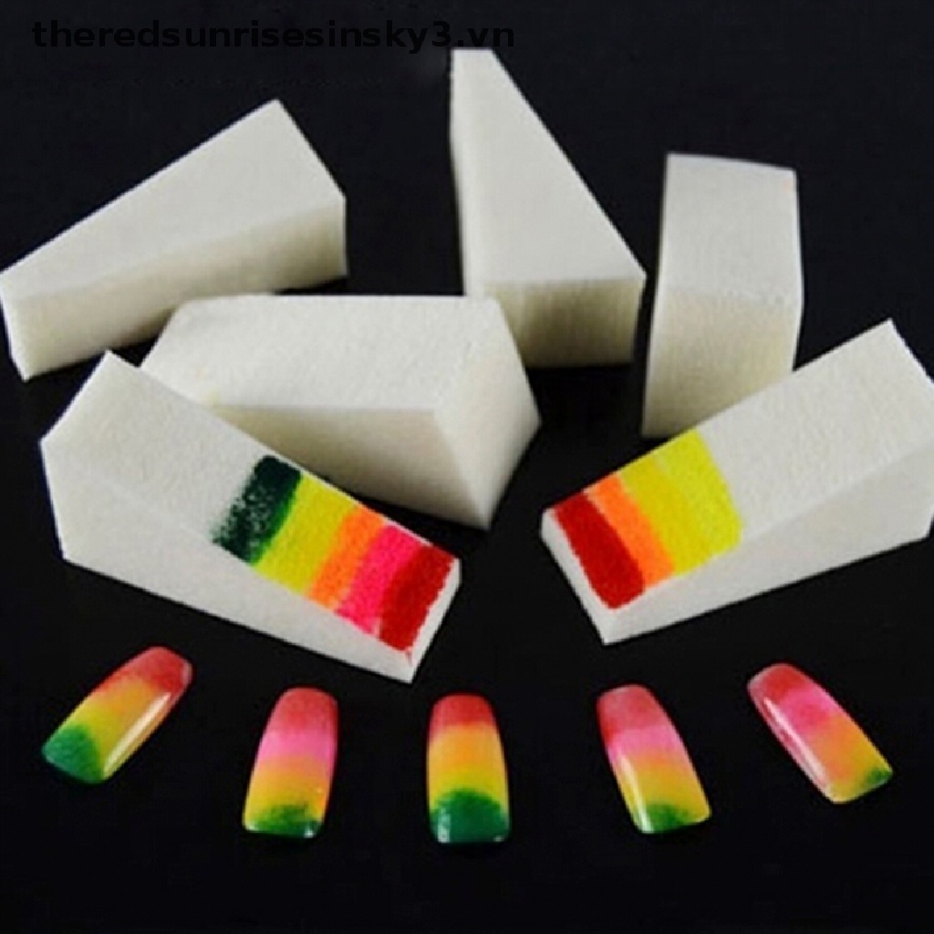 Set 10 Miếng Bọt Biển Hình Tam Giác Nhiều Màu Trang Trí Móng Tay