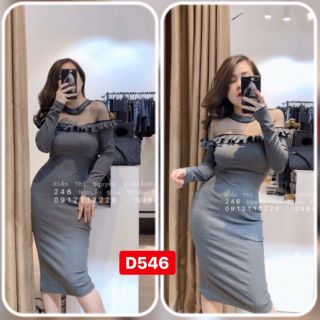 Đầm body tay dài phối lưới