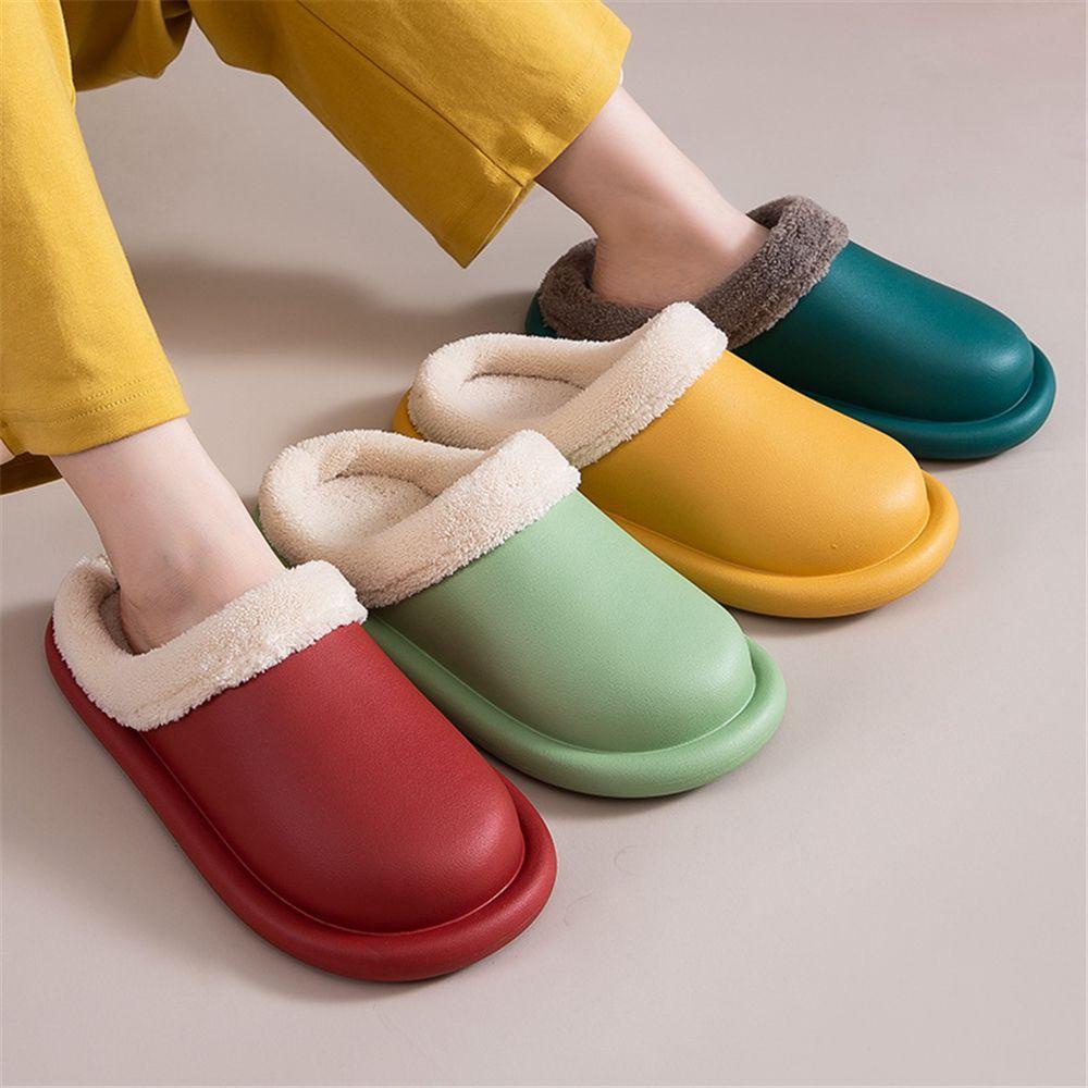 .Dép Đi Trong Nhà Lót Lông Chống Thấm Nước Giữ Ấm Cho Nữ